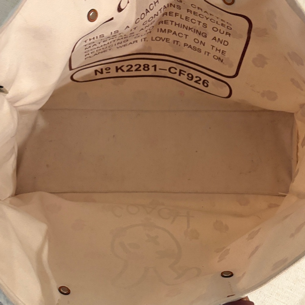 Coach Cream Tote with Brown Accents - Picture 4 of 9